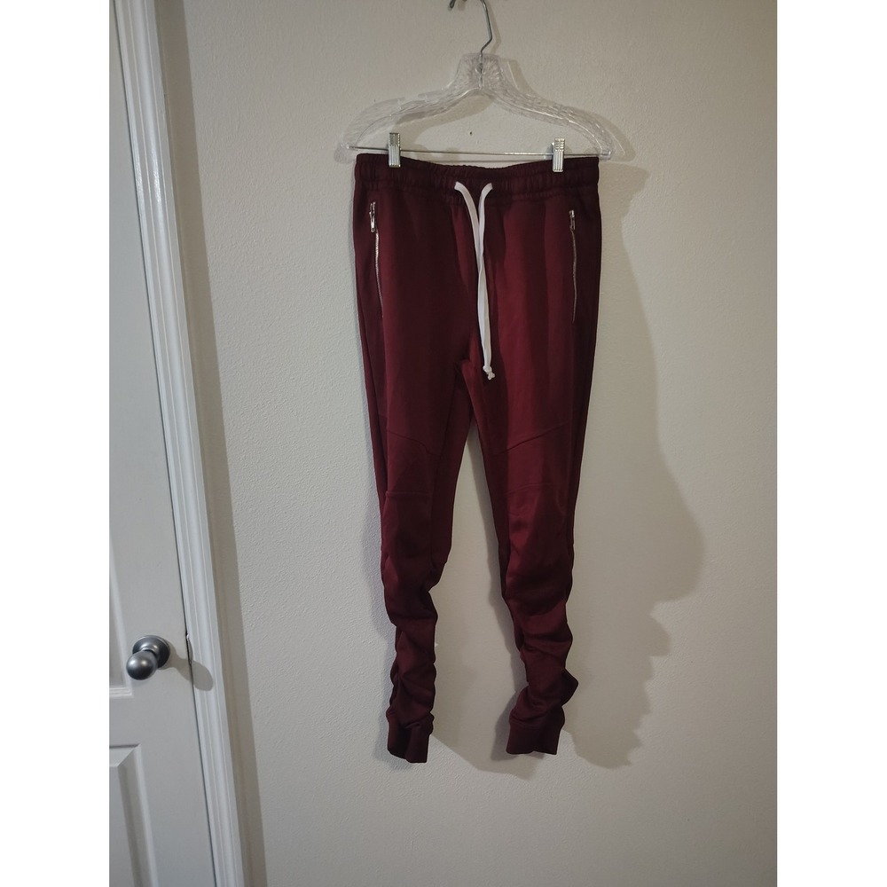 Victorious Stacked Jogger Pants Burgundy Maroon Ruched Leg Streetwear Womens M